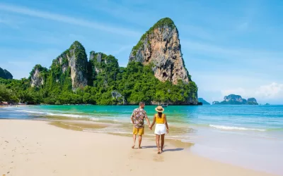 Playa de Railay en Krabi al atardecer